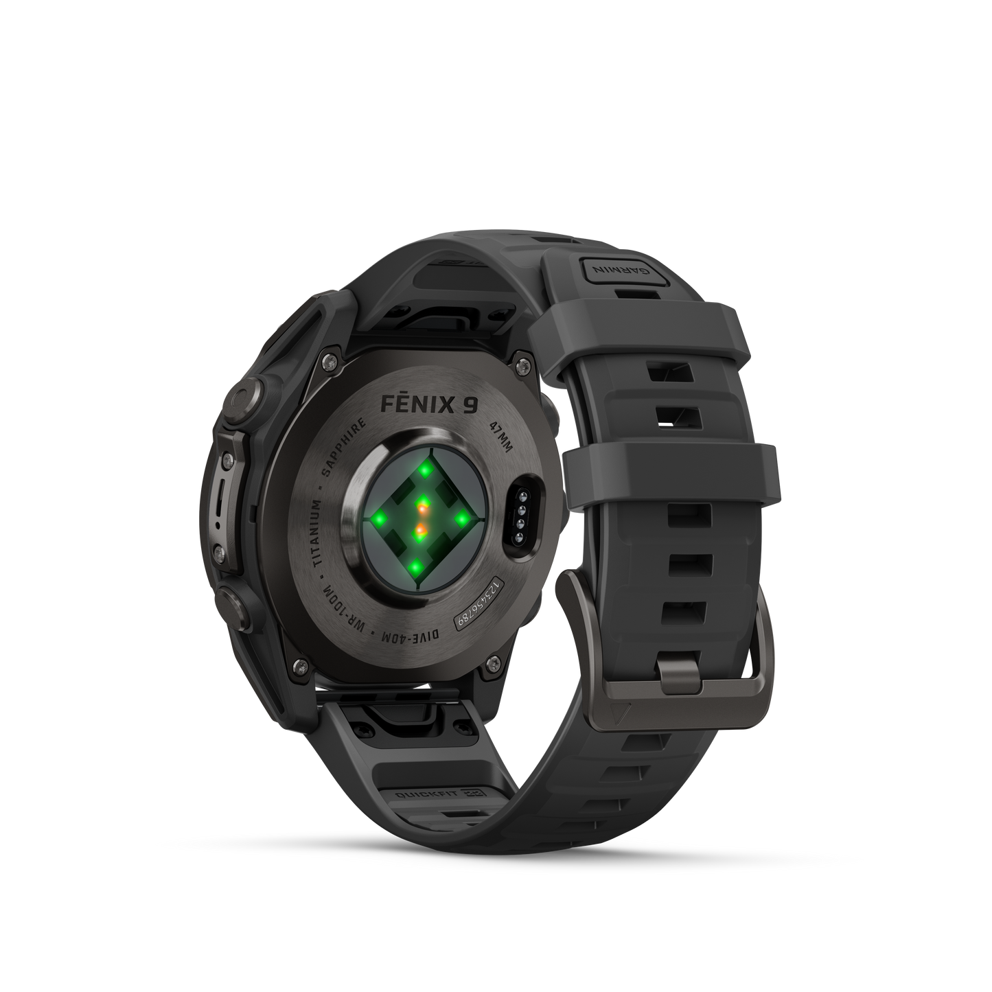 Garmin Fenix 9 AMOLED 47mm smartwatch with DLC titanium case and black silicone band