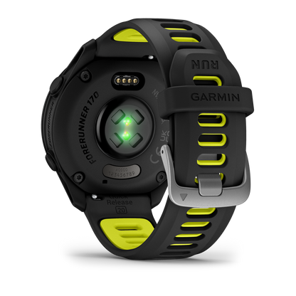 Garmin Forerunner 170 Music smartwatch, black with neon yellow strap accents
