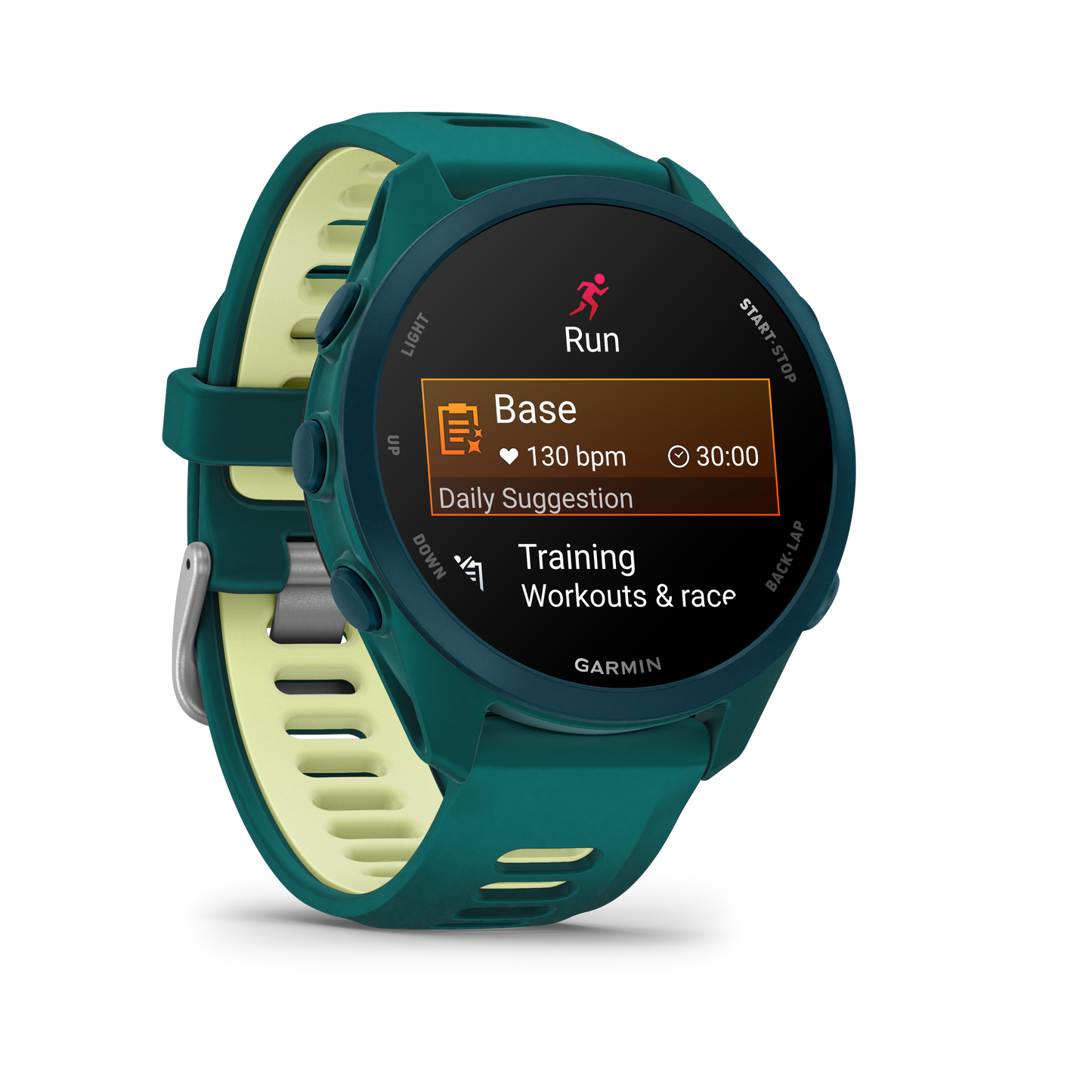 Garmin Forerunner 170 Music smartwatch, teal green with citron band