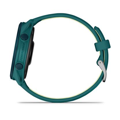 Garmin Forerunner 170 Music smartwatch in teal green with citron strap
