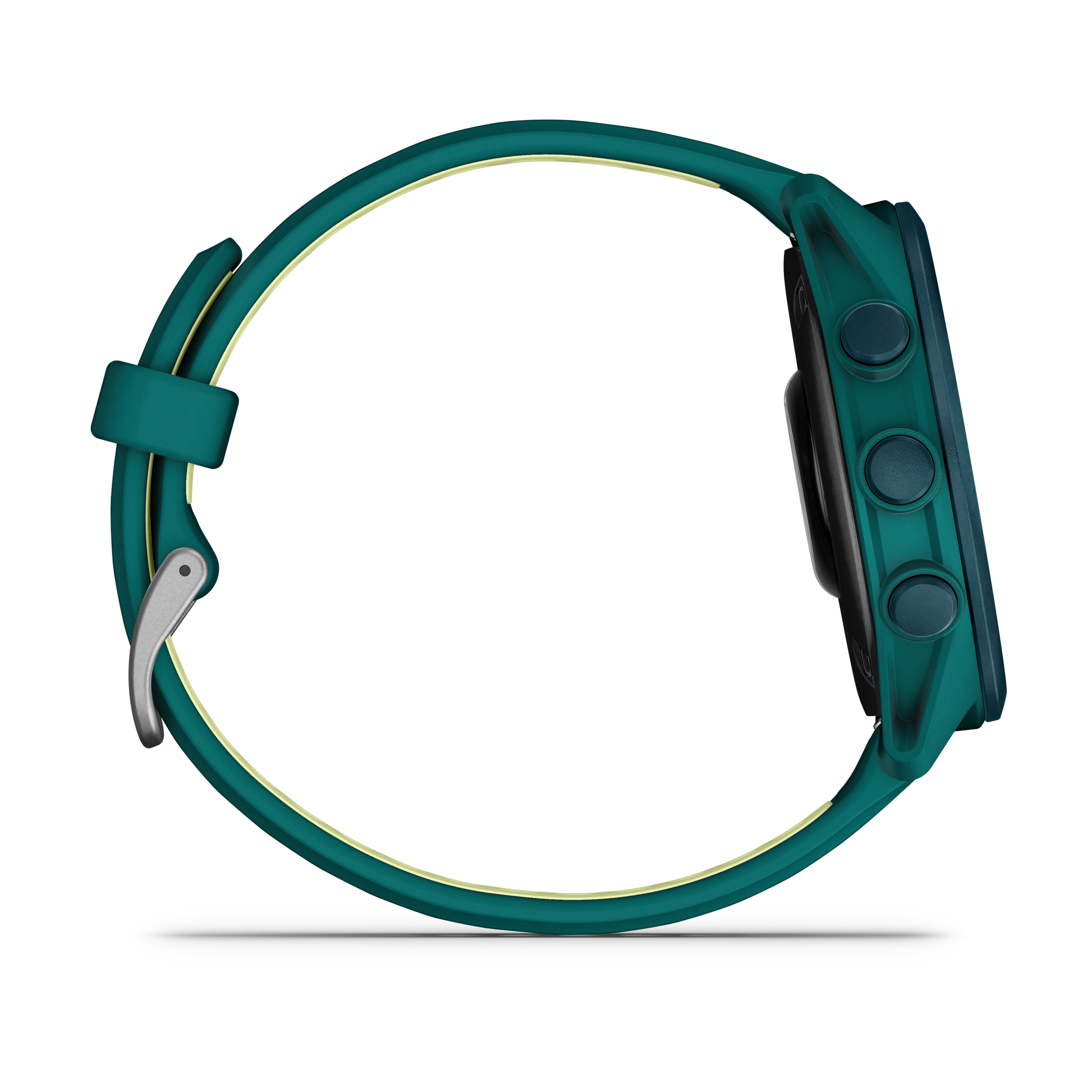 Garmin Forerunner 170 Music smartwatch with teal green band and citron accent