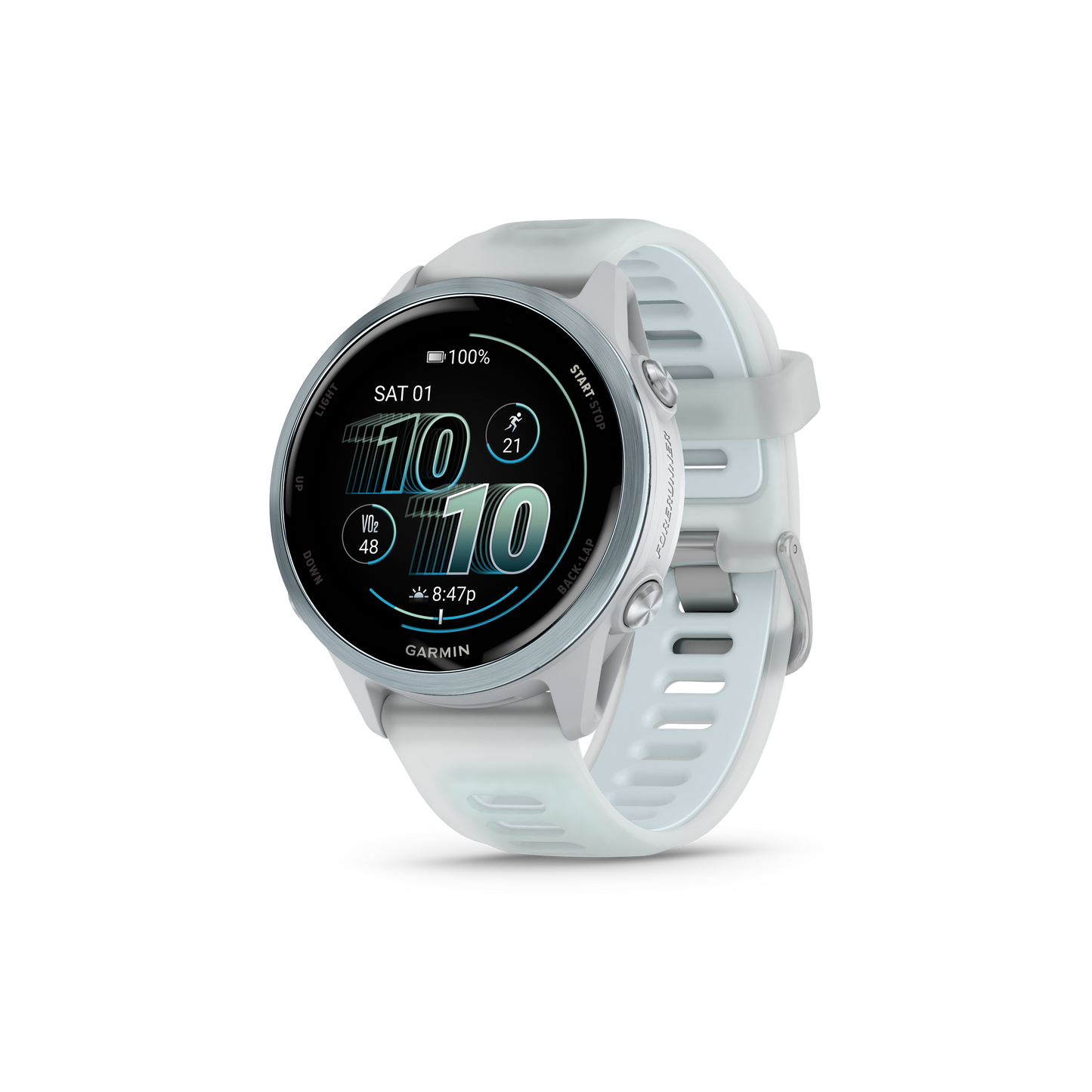 Garmin Forerunner 265, lunette noire de 46 mm avec boîtier Aqua et bracelet en silicone Aqua/noir (010-02810-02)