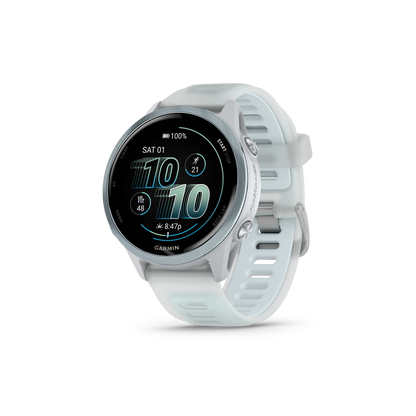 Garmin Forerunner 265, lunette noire de 46 mm avec boîtier Aqua et bracelet en silicone Aqua/noir (010-02810-02)