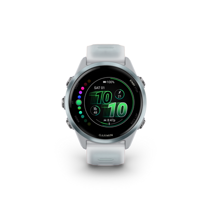 Garmin Forerunner 265, lunette noire de 46 mm avec boîtier Aqua et bracelet en silicone Aqua/noir (010-02810-02)