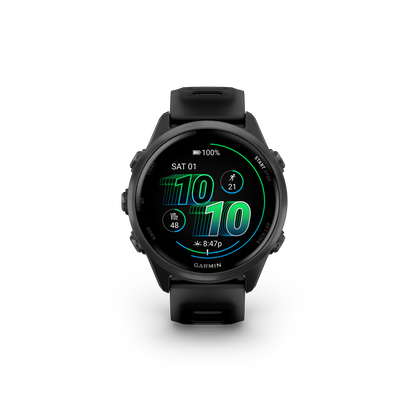 Garmin Forerunner 265, lunette noire de 46 mm avec boîtier Aqua et bracelet en silicone Aqua/noir (010-02810-02)