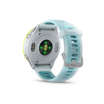 Garmin Forerunner 265, lunette noire de 46 mm avec boîtier Aqua et bracelet en silicone Aqua/noir (010-02810-02)