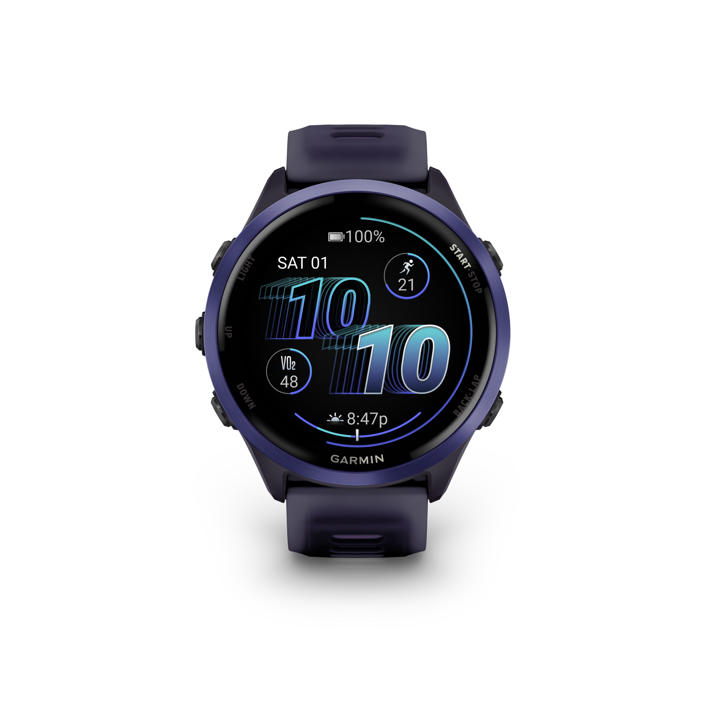 Garmin Forerunner 265, lunette noire de 46 mm avec boîtier Aqua et bracelet en silicone Aqua/noir (010-02810-02)