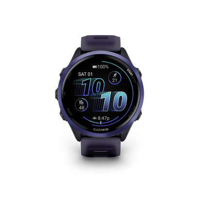 Garmin Forerunner 265, lunette noire de 46 mm avec boîtier Aqua et bracelet en silicone Aqua/noir (010-02810-02)