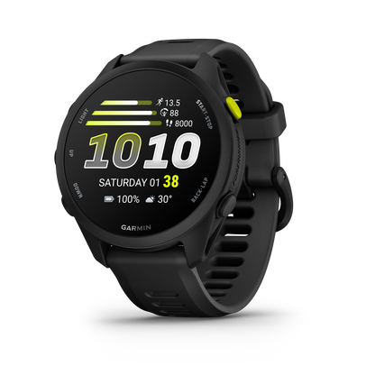 Garmin Forerunner 70 GPS fitness smartwatch, black with round display and black band
