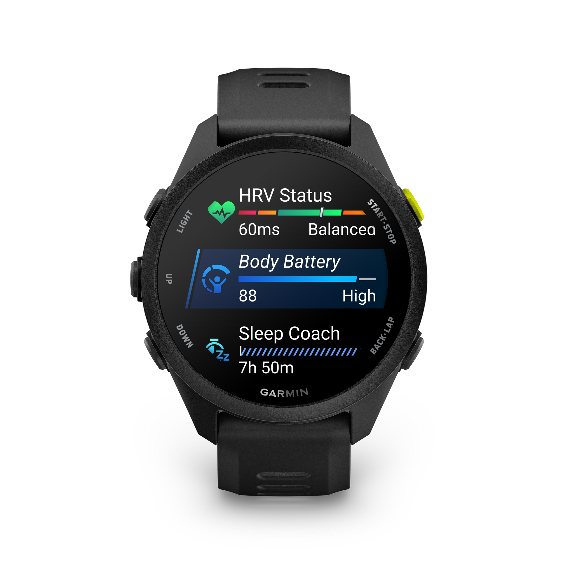 Garmin Forerunner 70 smartwatch, black, GPS fitness watch with HRV status display