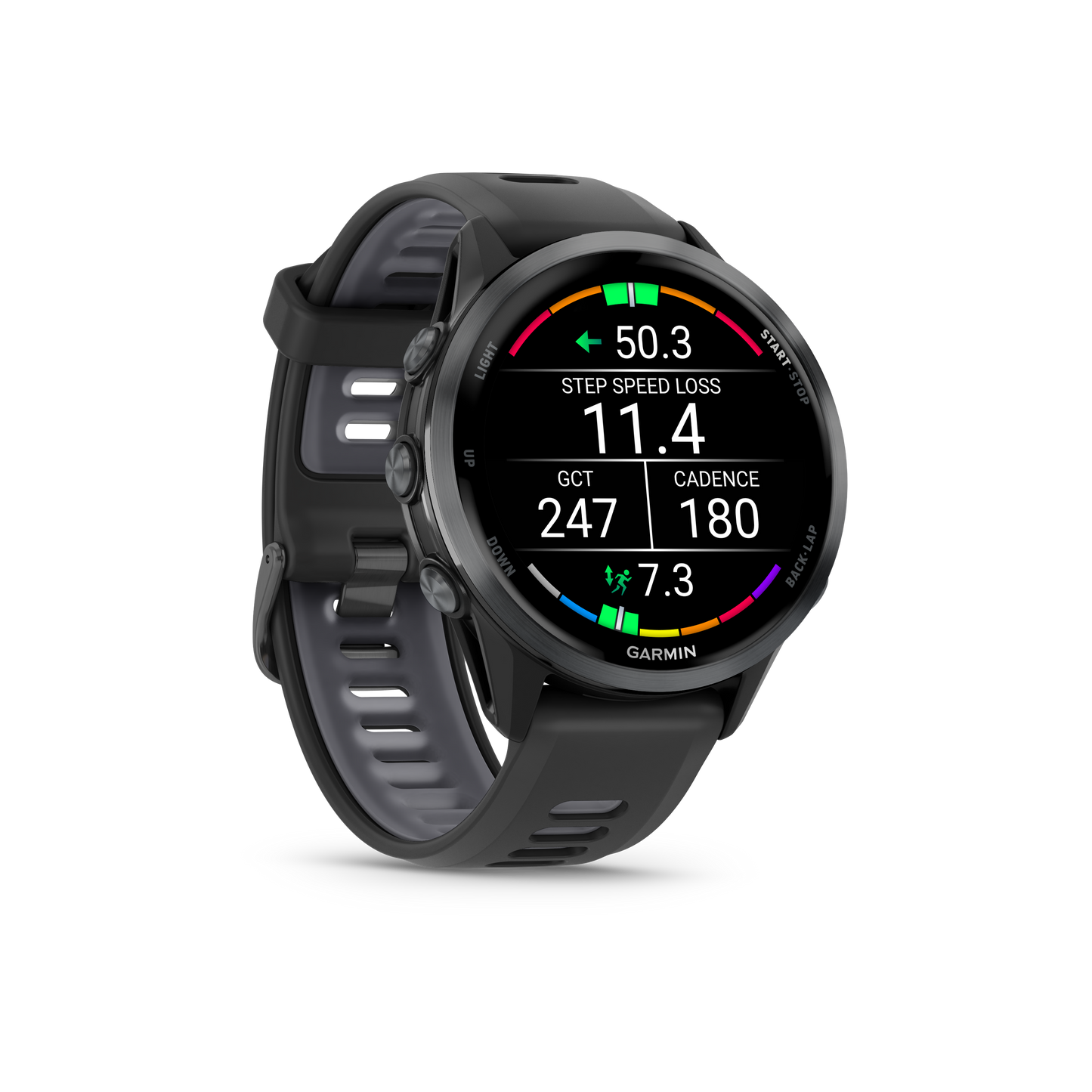 Garmin Forerunner 965, lunette en titane DLC gris carbone avec boîtier noir et bracelet en silicone jaune/noir (010-02809-02)