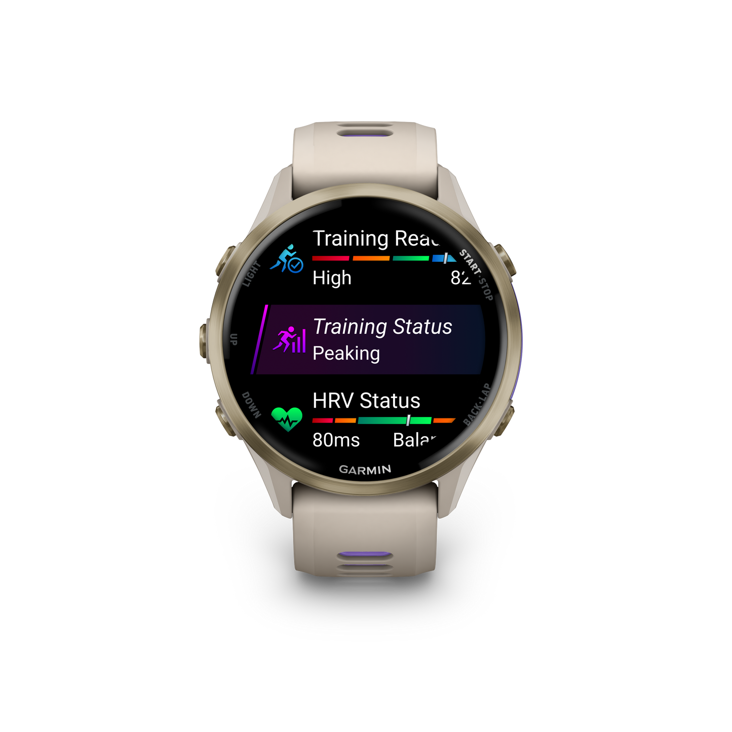 Garmin Forerunner 970, Soft Gold Titanium with French Gray/Indigo (010-02969-02)