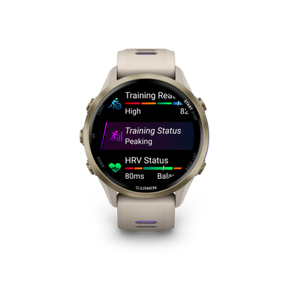 Garmin Forerunner 970, Soft Gold Titanium with French Gray/Indigo (010-02969-02)