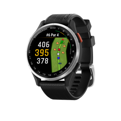 Garmin Approach S44, Silver Bezel/Black Band, Golf GPS Smartwatch & Rangefinder (010-03009-00)