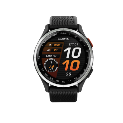 Garmin Approach S44, Silver Bezel/Black Band, Golf GPS Smartwatch & Rangefinder (010-03009-00)