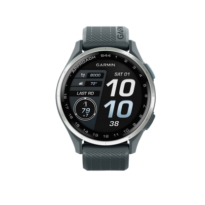Garmin Approach S44, Silver Bezel/Twilight Band, Golf GPS Smartwatch & Rangefinder (010-03009-01)