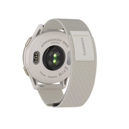 Garmin Approach S50, Gold Bezel/Ivory ComfortFit Nylon Band, Golf GPS Smartwatch & Rangefinder (010-03010-01)