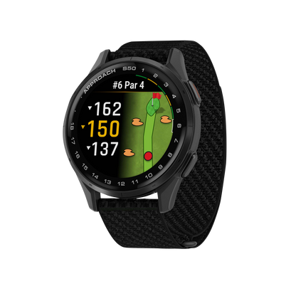 Garmin Approach S50, Slate Bezel/Black ComfortFit Nylon Band, Golf GPS Smartwatch & Rangefinder (010-03010-00)