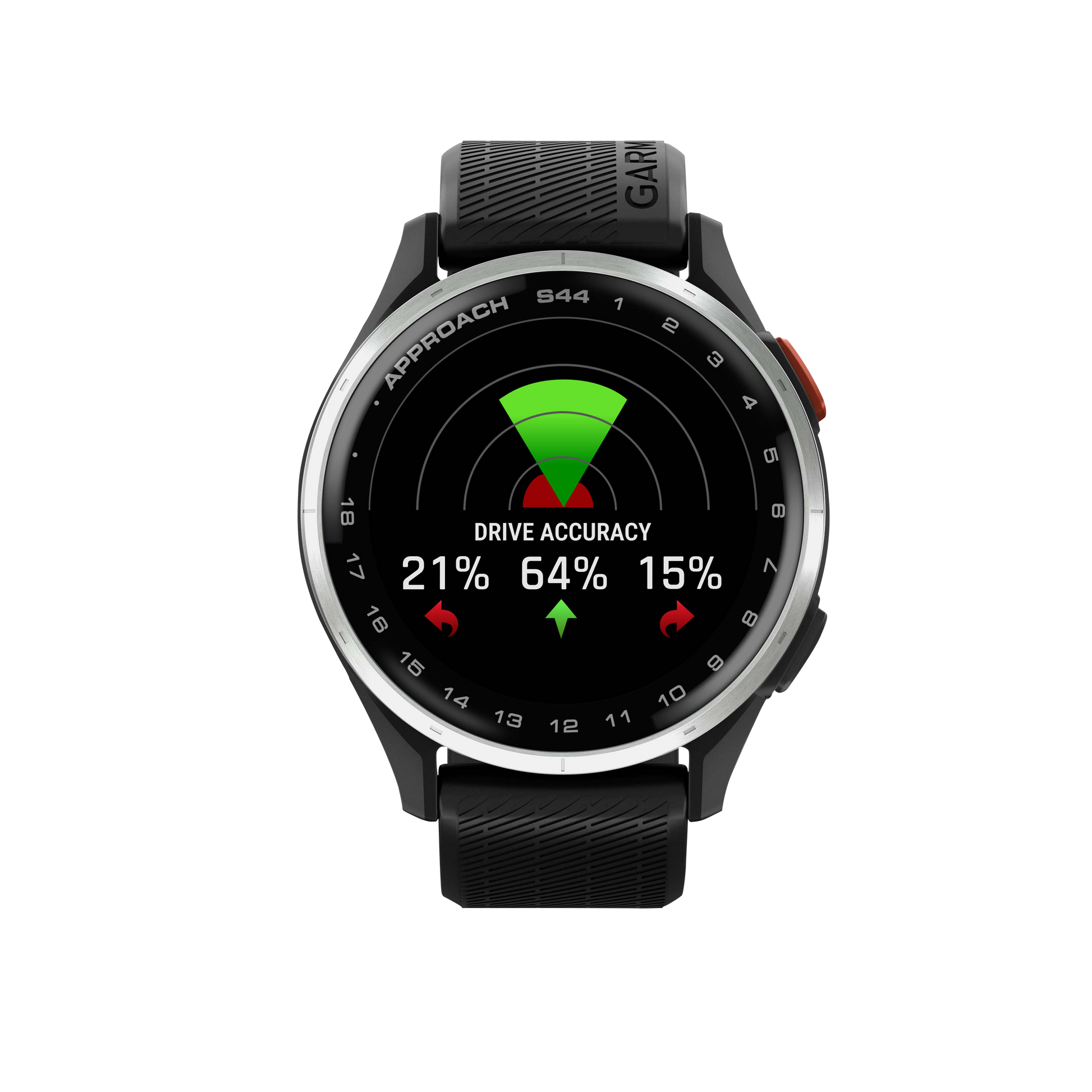 Garmin Approach S44, Silver Bezel/Black Band, Golf GPS Smartwatch & Rangefinder (010-03009-00)