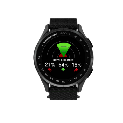 Garmin Approach S50, Slate Bezel/Black ComfortFit Nylon Band, Golf GPS Smartwatch & Rangefinder (010-03010-00)