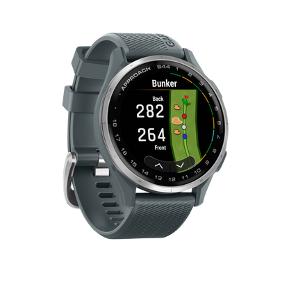 Garmin Approach S44, Silver Bezel/Twilight Band, Golf GPS Smartwatch & Rangefinder (010-03009-01)