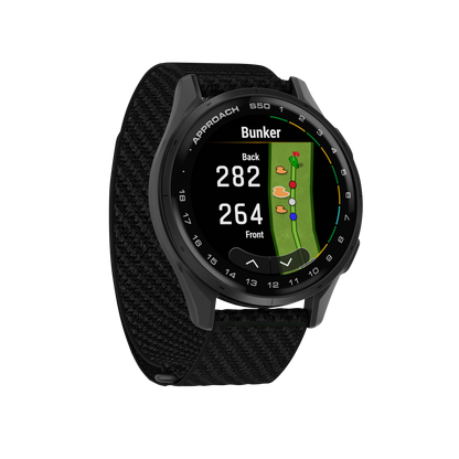 Garmin Approach S50, Slate Bezel/Black ComfortFit Nylon Band, Golf GPS Smartwatch & Rangefinder (010-03010-00)