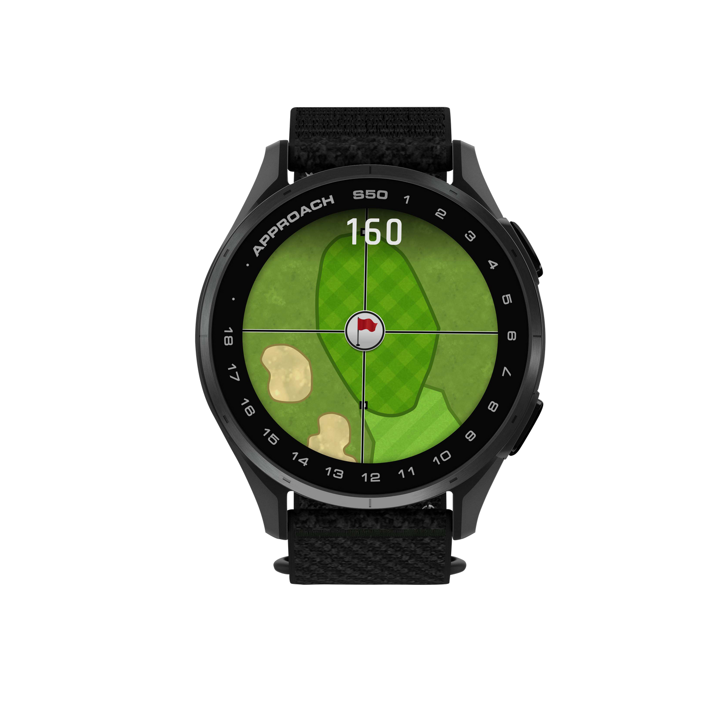 Garmin Approach S50, Slate Bezel/Black ComfortFit Nylon Band, Golf GPS Smartwatch & Rangefinder (010-03010-00)