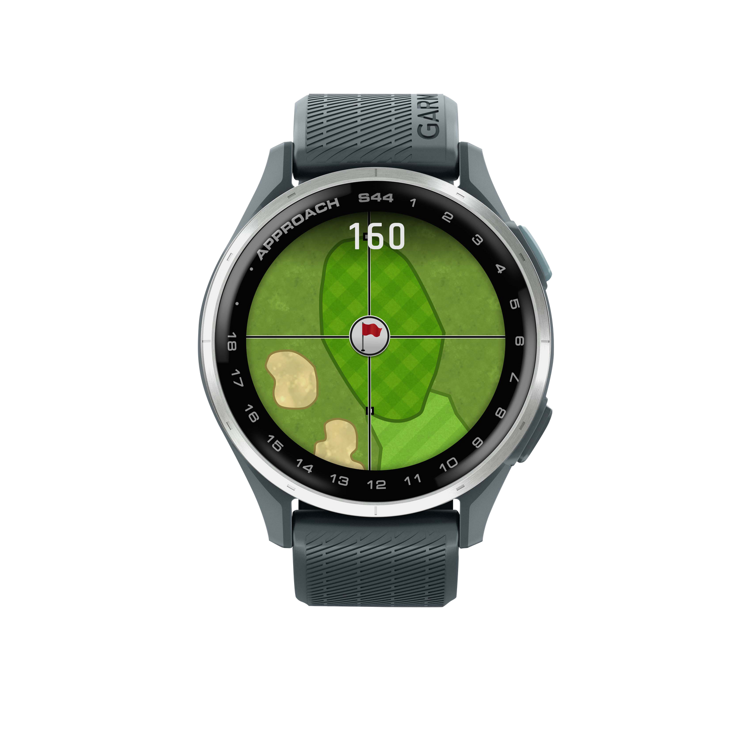 Garmin Approach S44, Silver Bezel/Twilight Band, Golf GPS Smartwatch & Rangefinder (010-03009-01)