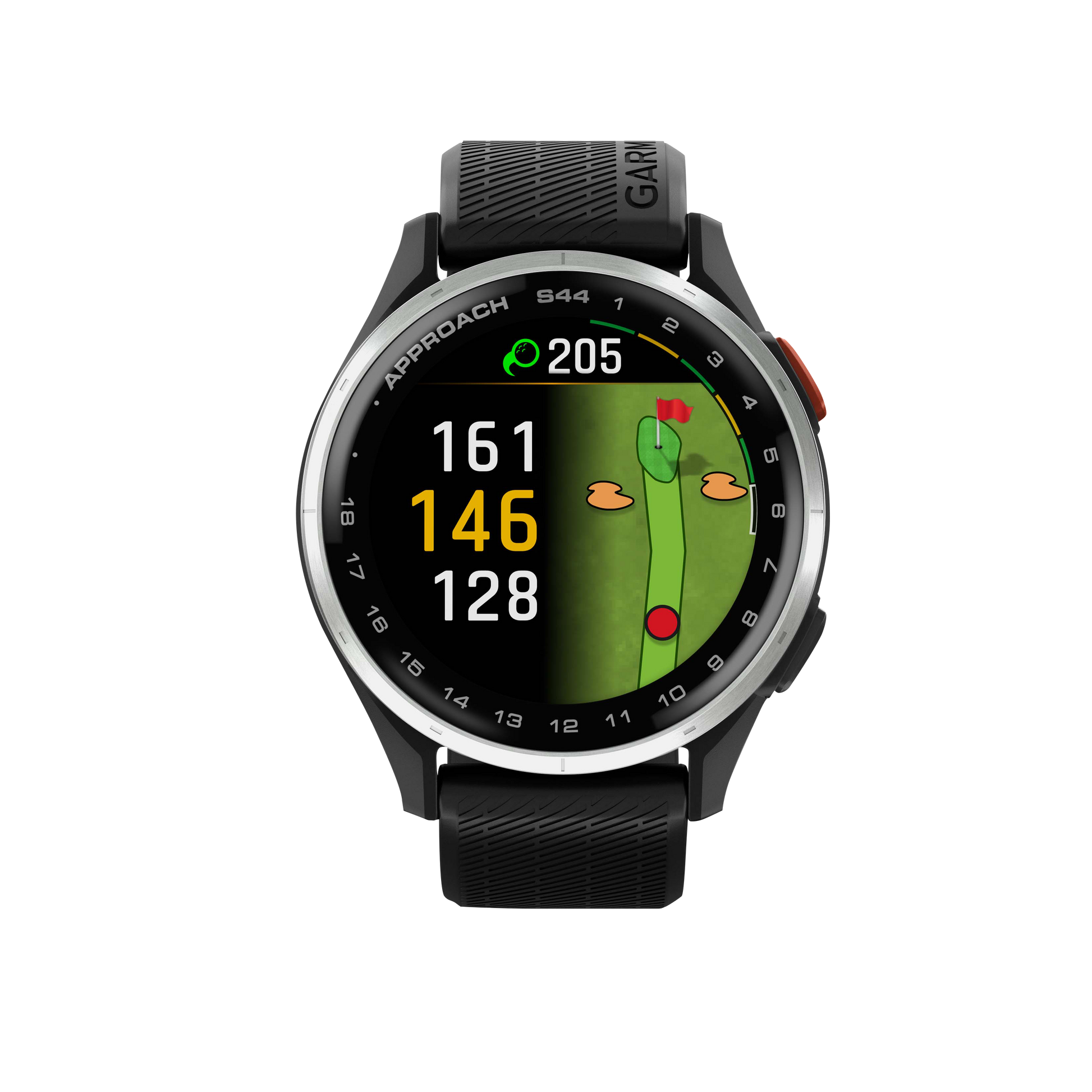Garmin Approach S44, Silver Bezel/Black Band, Golf GPS Smartwatch & Rangefinder (010-03009-00)