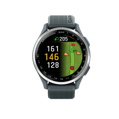 Garmin Approach S44, Silver Bezel/Twilight Band, Golf GPS Smartwatch & Rangefinder (010-03009-01)