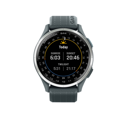 Garmin Approach S44, Silver Bezel/Twilight Band, Golf GPS Smartwatch & Rangefinder (010-03009-01)