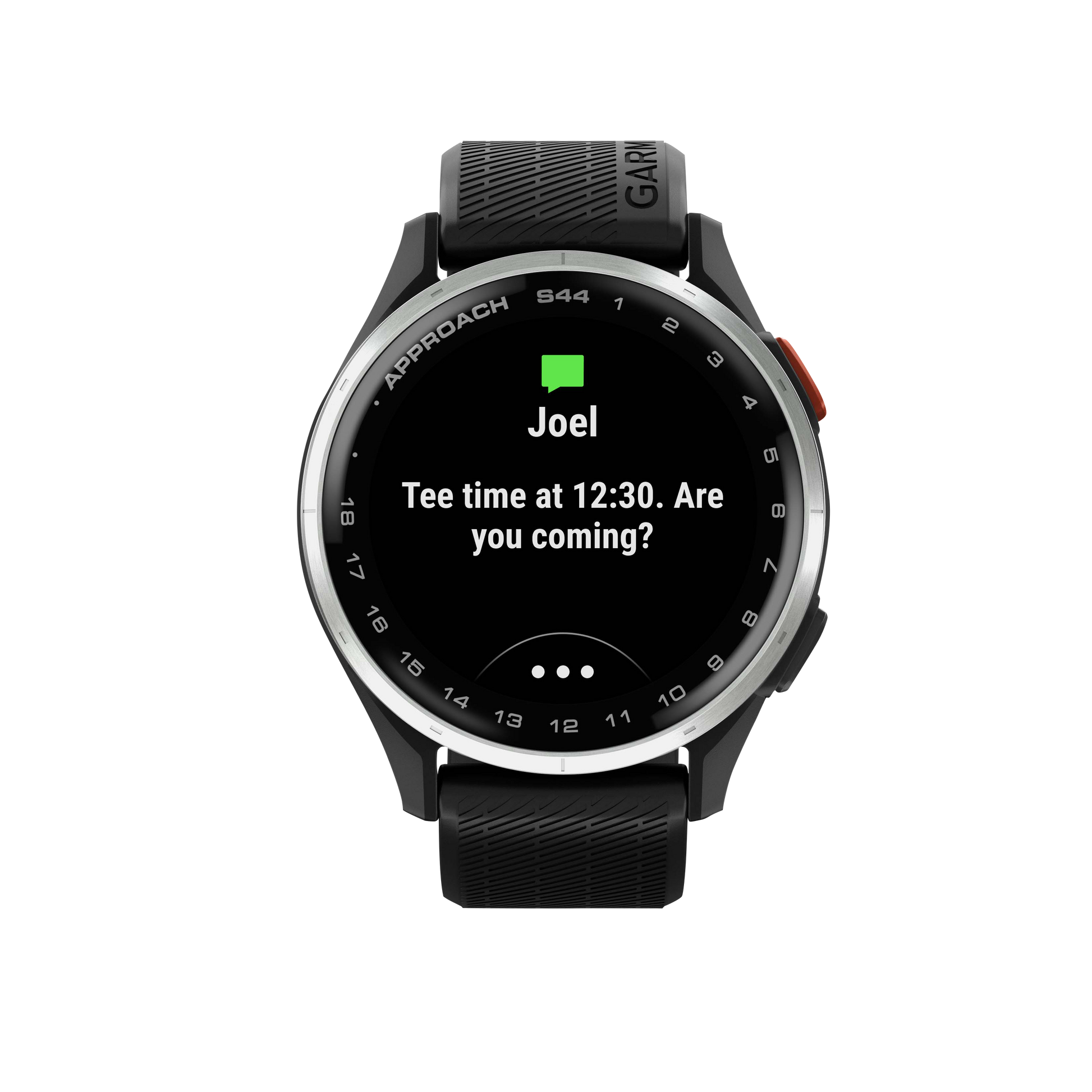 Garmin Approach S44, Silver Bezel/Black Band, Golf GPS Smartwatch & Rangefinder (010-03009-00)