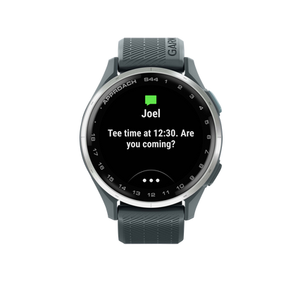 Garmin Approach S44, Silver Bezel/Twilight Band, Golf GPS Smartwatch & Rangefinder (010-03009-01)