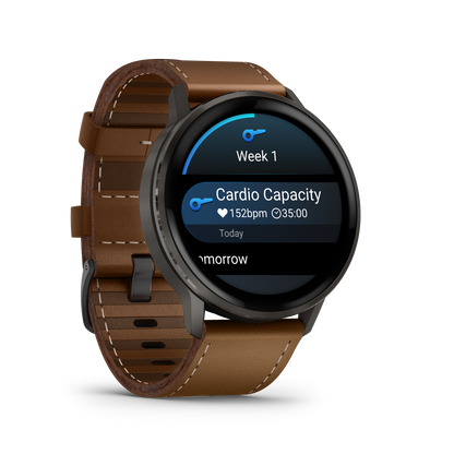 Garmin Venu 4, 45mm, Slate with Black Silicone Band and Brown Leather Band (010-03014-03) by Garmin