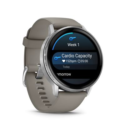 Garmin Venu 4, 45mm, Silver with Silver Gray Silicone Band (010-03014-01) by Garmin