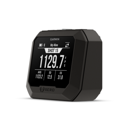 Garmin Xero C2 Chronograph shot timer device, black with Garmin logo and XERO branding
