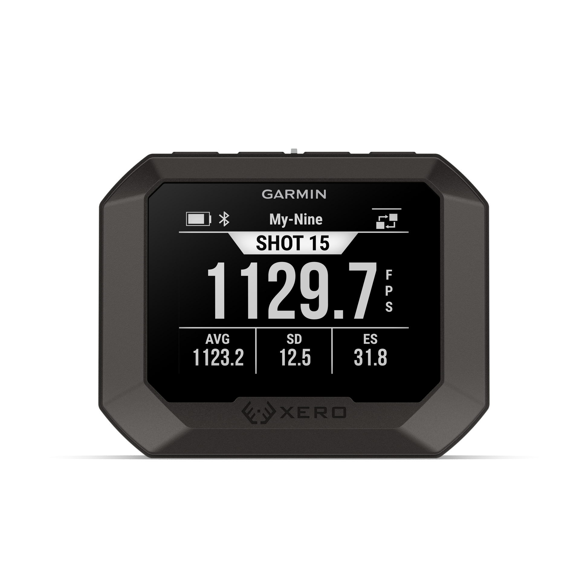 Garmin Xero C2 Chronograph shot timer with black bezel and digital display.