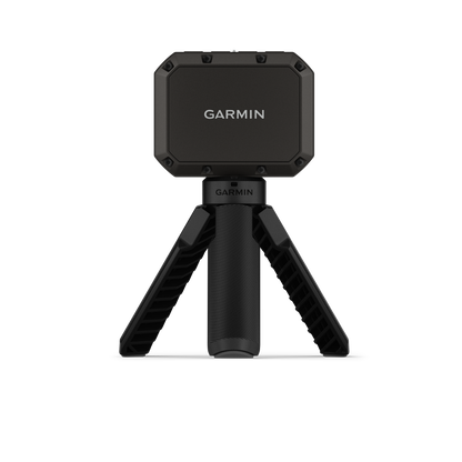 Garmin Xero C2 Chronograph on a black rugged tripod stand; shooting and range accessory.