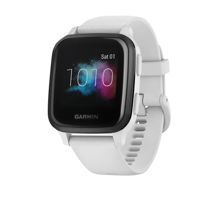 Garmin Venu Sq Music, Slate Bezel with White Band, GPS Smartwatch (Garmin Certified Refurbished)