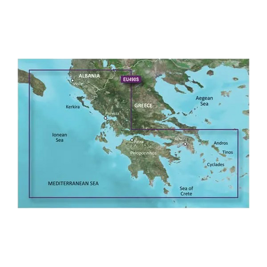 Garmin Greece West Coast and Athens Charts BlueChart g3 Vision | VEU490S | microSD/SD by Garmin