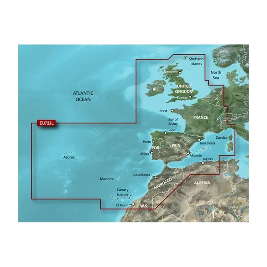 Garmin Europe Atlantic Coast Charts BlueChart g3 Vision | VEU722L | microSD/SD (010-C1156-00) by Garmin