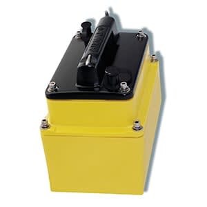Garmin AIRMAR M265LH fish finder transducer, yellow body with black top