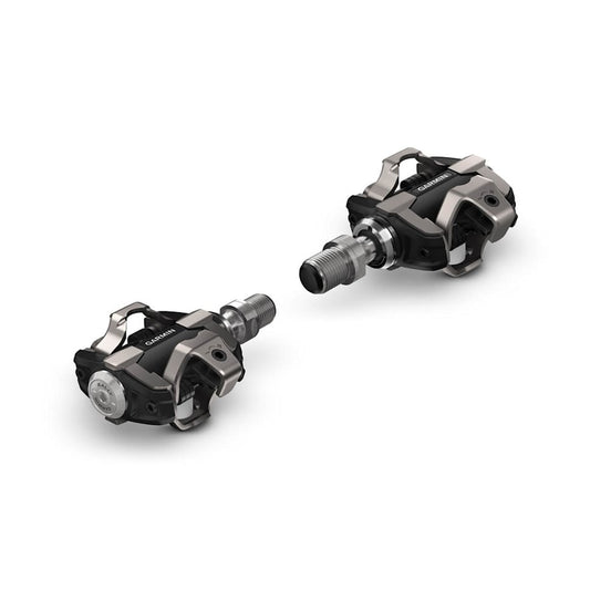Garmin Rally XC200 dual-sensing power meter pedals, pair in black and gray.
