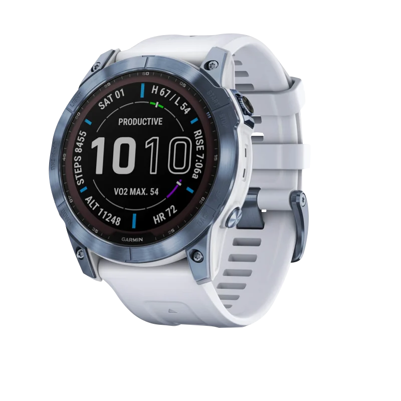 Garmin Fēnix 7X, édition solaire Sapphire, titane bleu minéral avec bracelet Whitestone (reconditionné certifié Garmin)