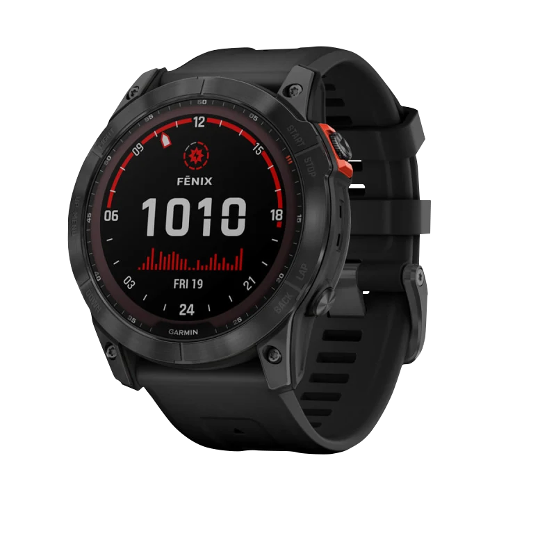 Garmin Fēnix 7X, édition solaire Gris ardoise avec bracelet noir (reconditionné certifié Garmin) 