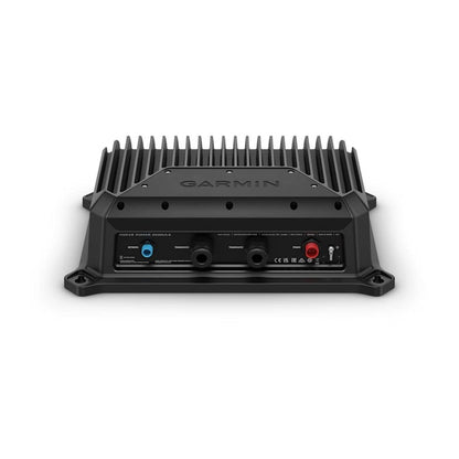 Garmin GSD 28 Sonar Module back panel; marine fish-finder accessory with blue port, black connectors, and red power.