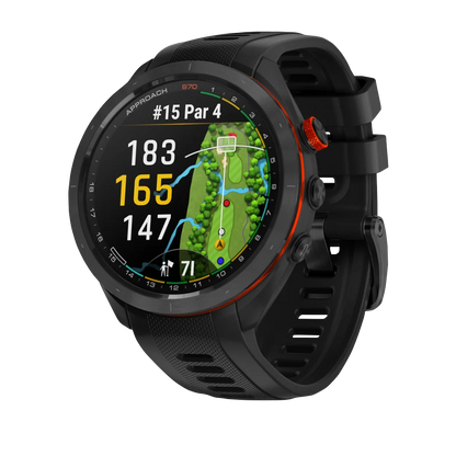 Garmin Approach S70, 47 mm Black/Red Ceramic Bezel with Black Silicone Band (010-02746-02)