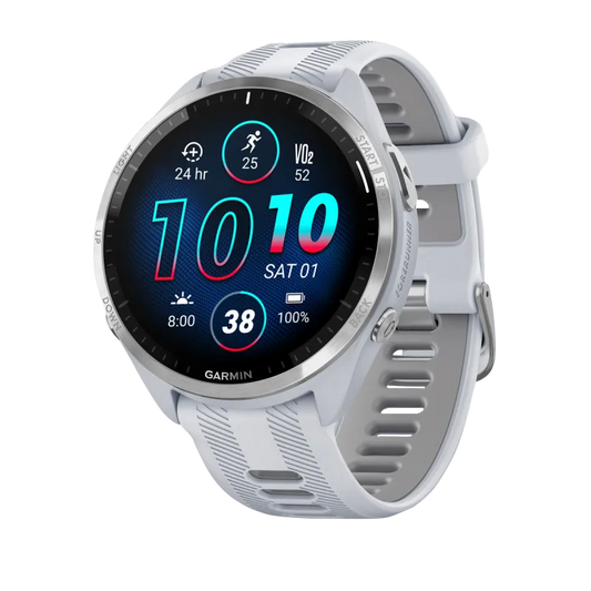 Garmin Forerunner 965, Titanium Bezel with Whitestone Case and Whitestone/Powder Gray Silicone Band (010-02809-01) by Garmin