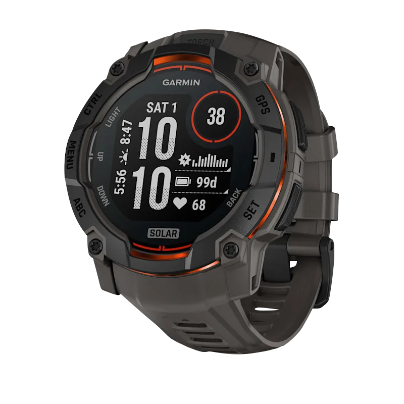 Garmin Instinct 3 Solar, (50mm) Black with Charcoal Band (010-02935-00)