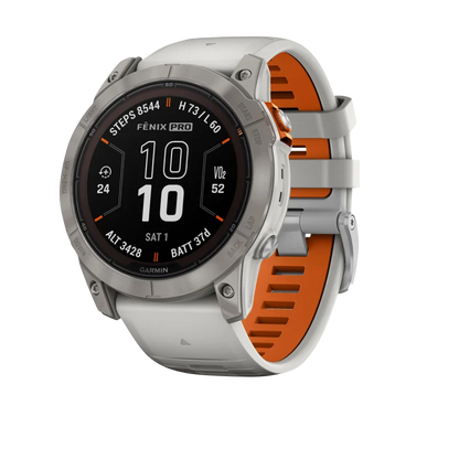 Garmin Fenix 7X Pro Sapphire Solar Edition Titanium with Fog Gray/Ember Orange Band (010-02778-14)